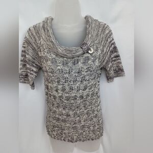 MAURICES Western Knit Fall Cozy Purple White Cowl Neck Sweater (#397)